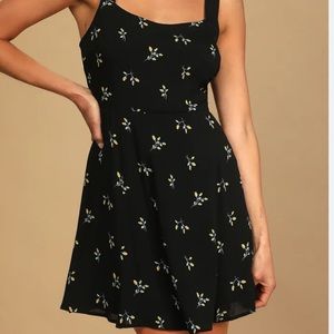 Lulus black floral mini dress